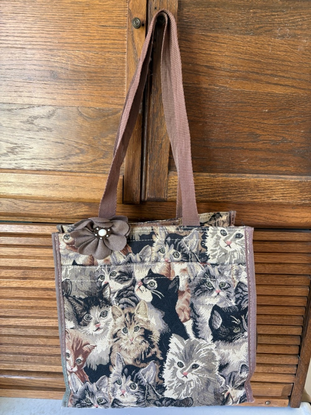 Signare Tapestry Shopping Bag Tote For Woman Cat kitten Pet Design